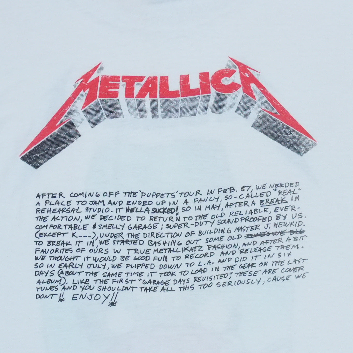 1987 Metallica Crash Course In Brain Surgery Shirt
