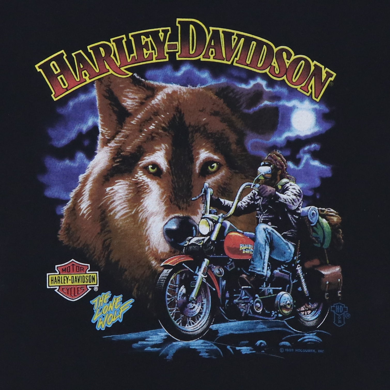 80s USA製 HARLEY-DAVIDSON THE LONE WOLF 1989 Harley Davidson The Lone Wolf Lancaster Shirt | Authentic