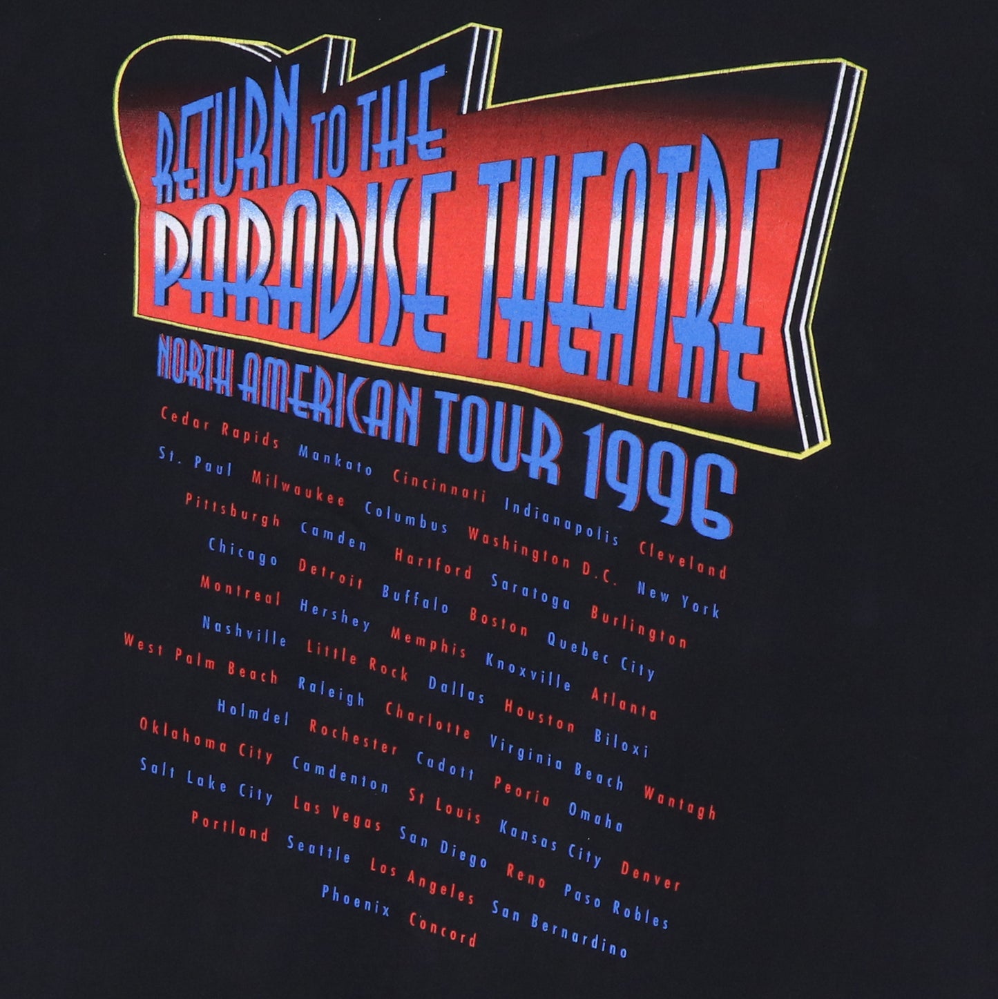 1996 Styx Return To Paradise Theatre Tour Shirt