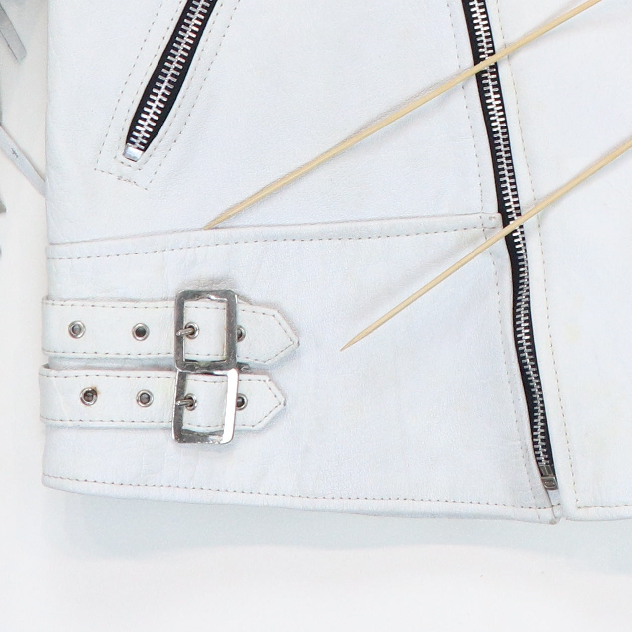 1980s White Leather w/Fringe Biker Jacket | Authentic Vintage