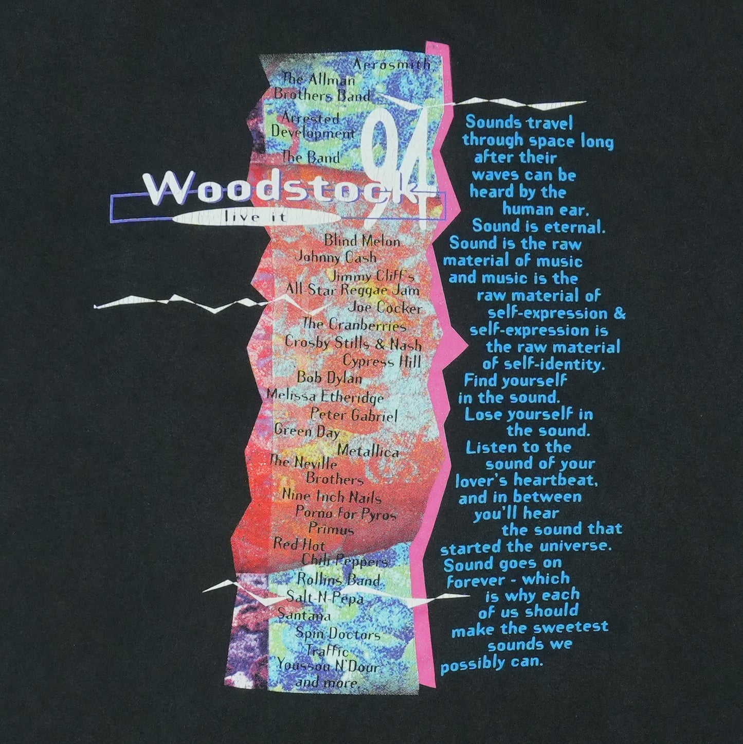 1994 Woodstock Concert Shirt Detail