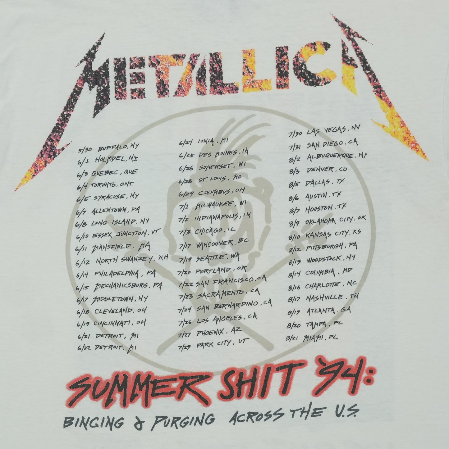 1994 Metallica Binge Purge Tour Shirt