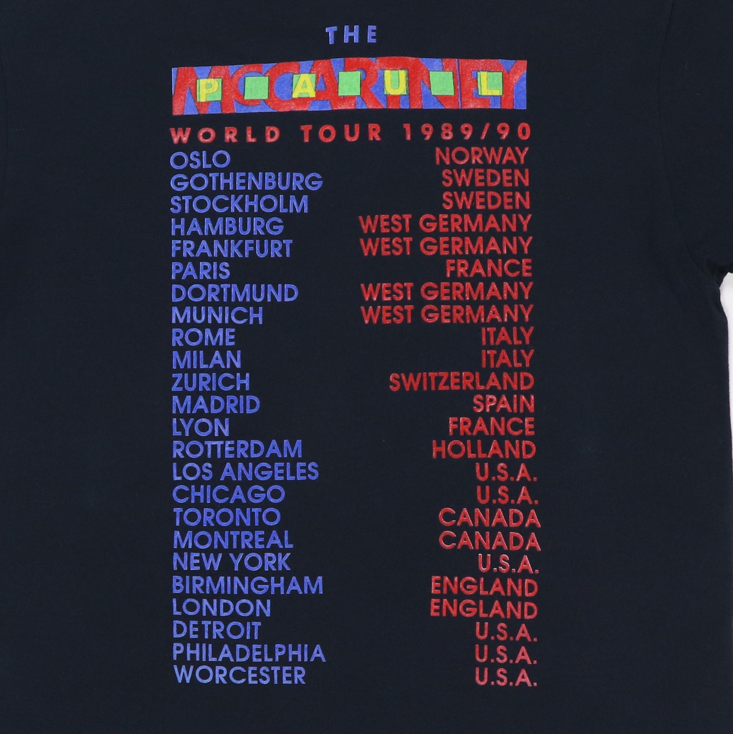 1989 Paul McCartney Tour Shirt