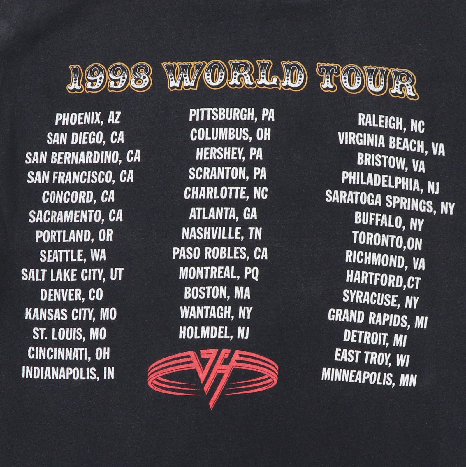 1998 Van Halen World Tour Shirt | Authentic Vintage Tee – WyCo Vintage