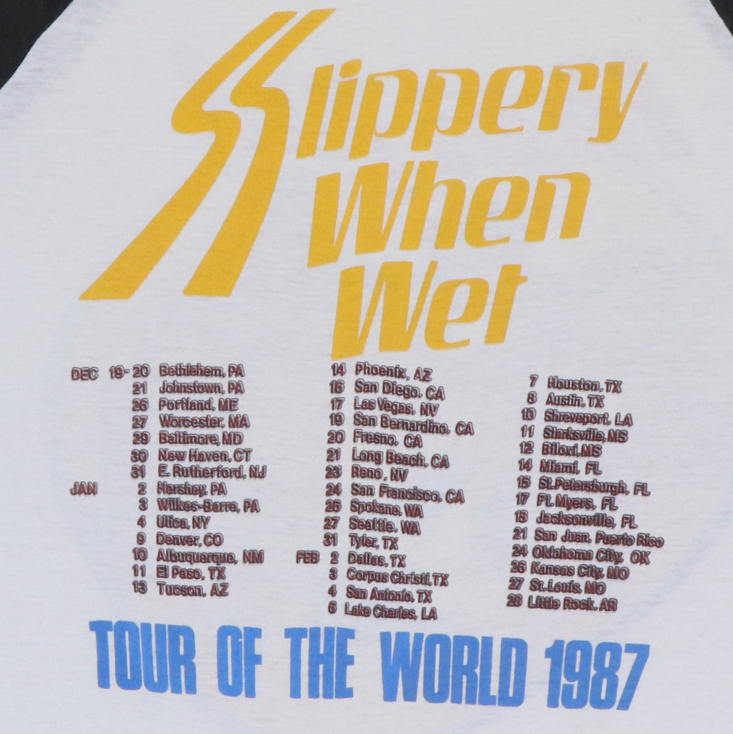 1987 Bon Jovi Slippery When Wet Tour Jersey Shirt