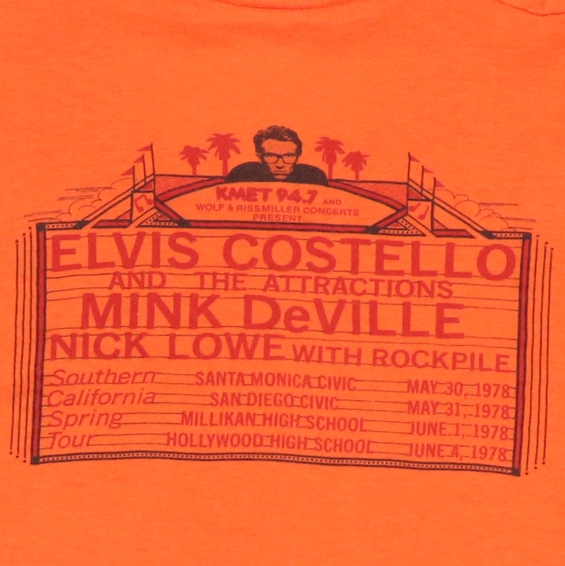 1978 Elvis Costello Nick Lowe Tour Shirt | Authentic Vintage Tee