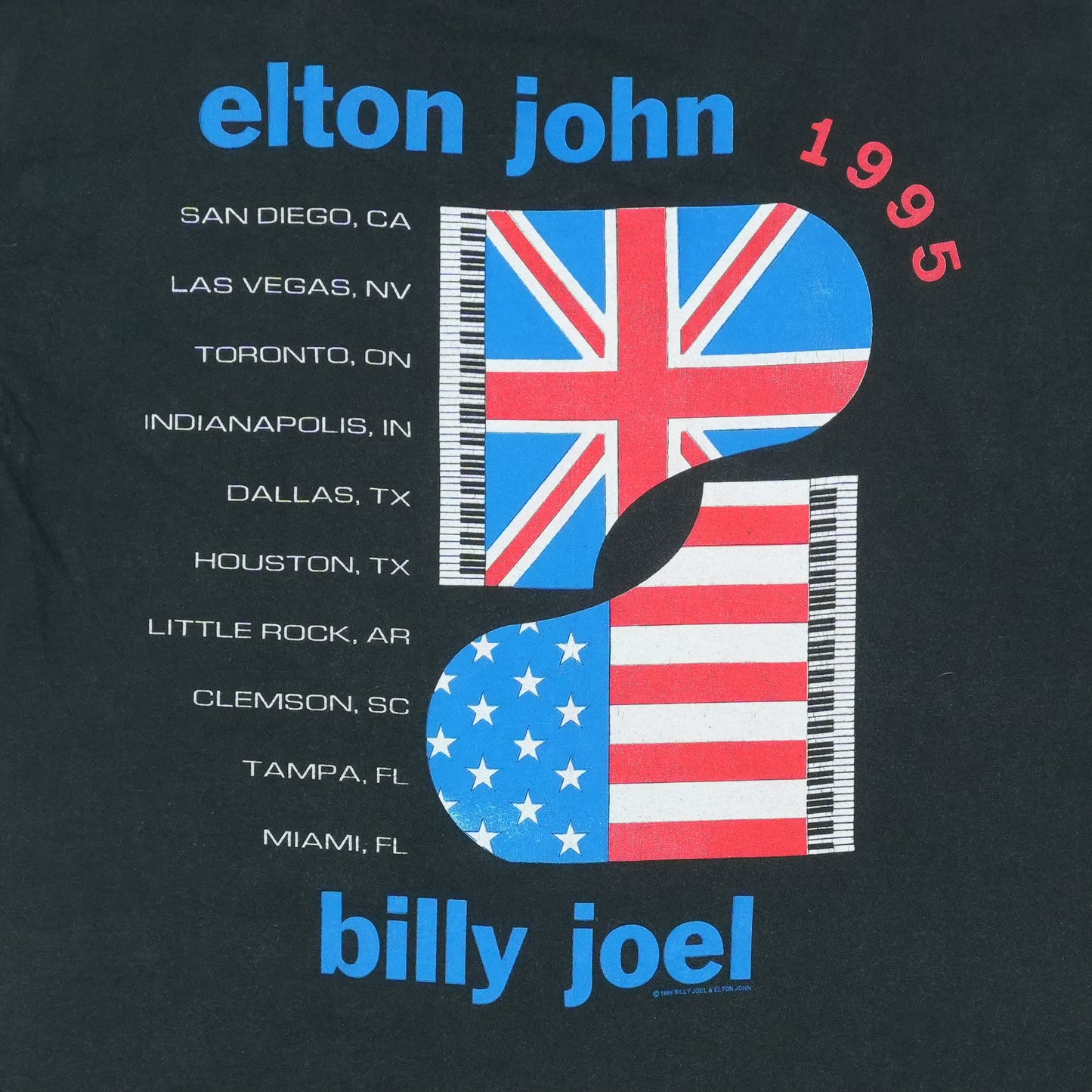 1995 Elton John Billy Joel Tour Shirt Detail
