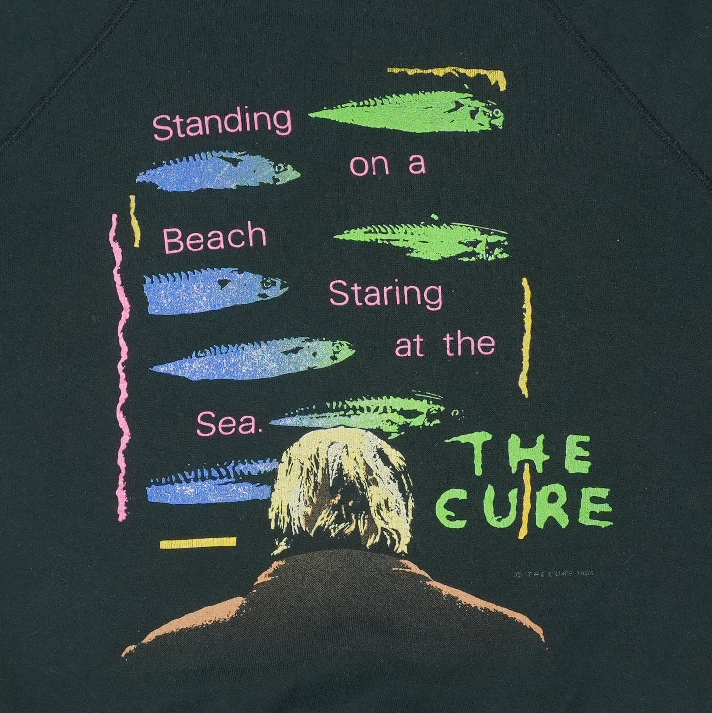 1986 The Cure Standing On A Beach Sweatshirt Detail