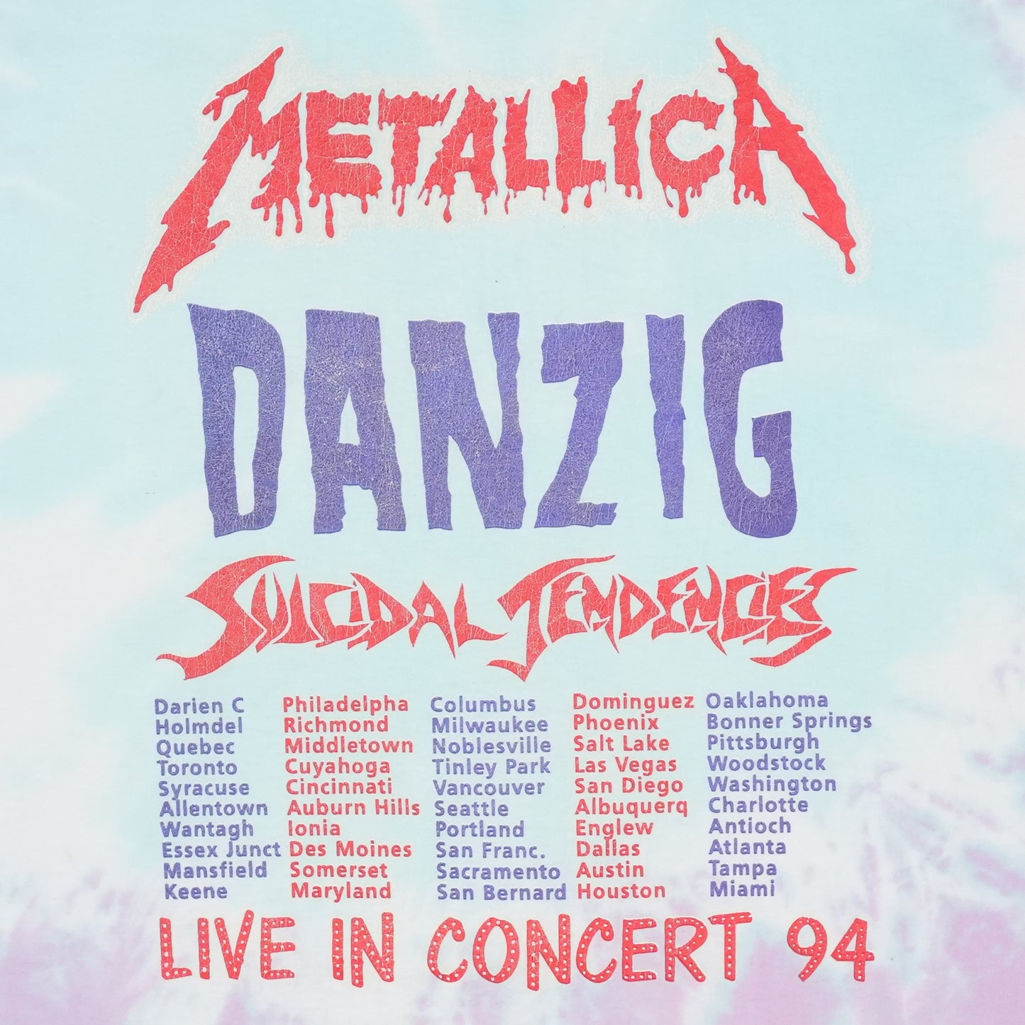 1994 Metallica Summer Tour Shirt Detail