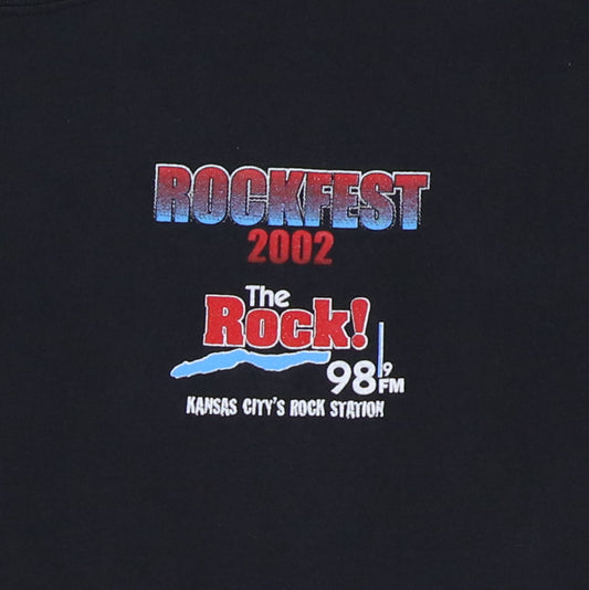 2002 Rockfest The Rock 989 Shirt Back