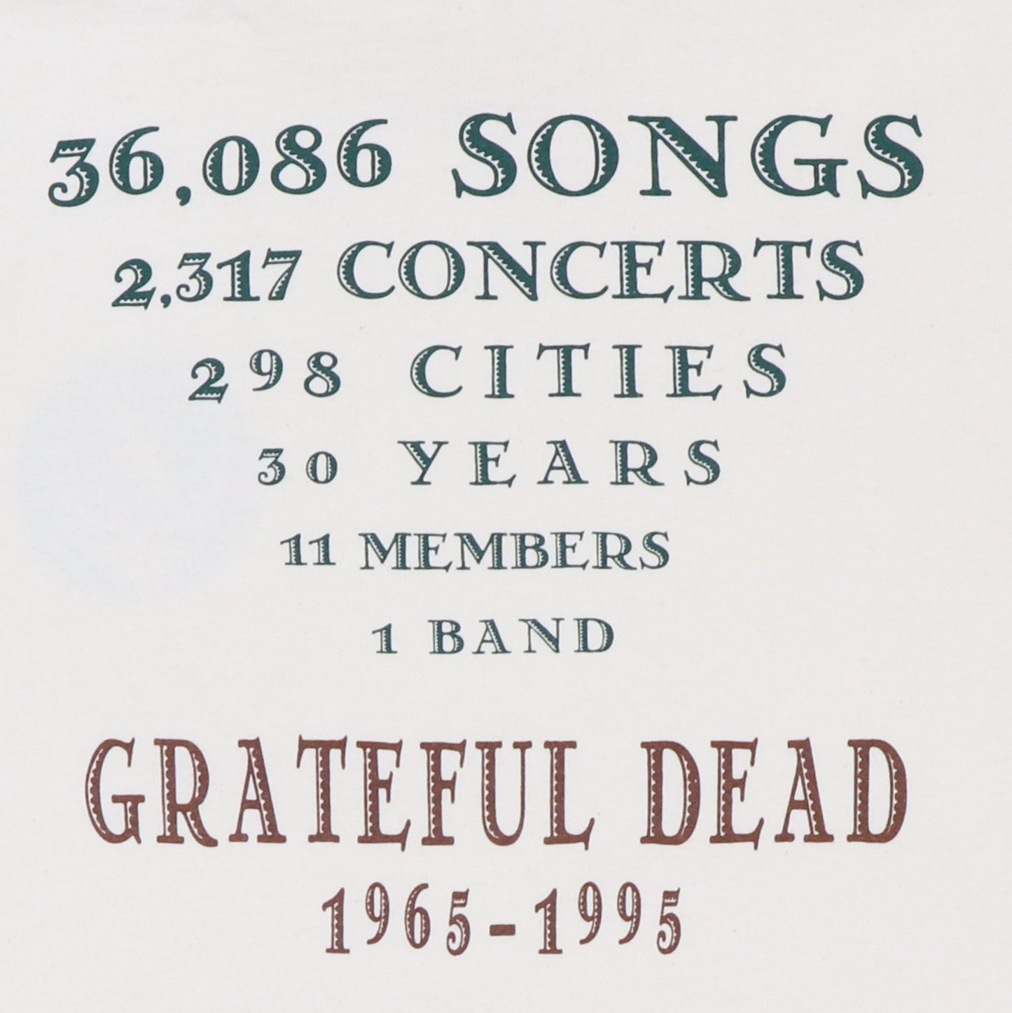 1996 Grateful Dead 36,086 Songs Shirt