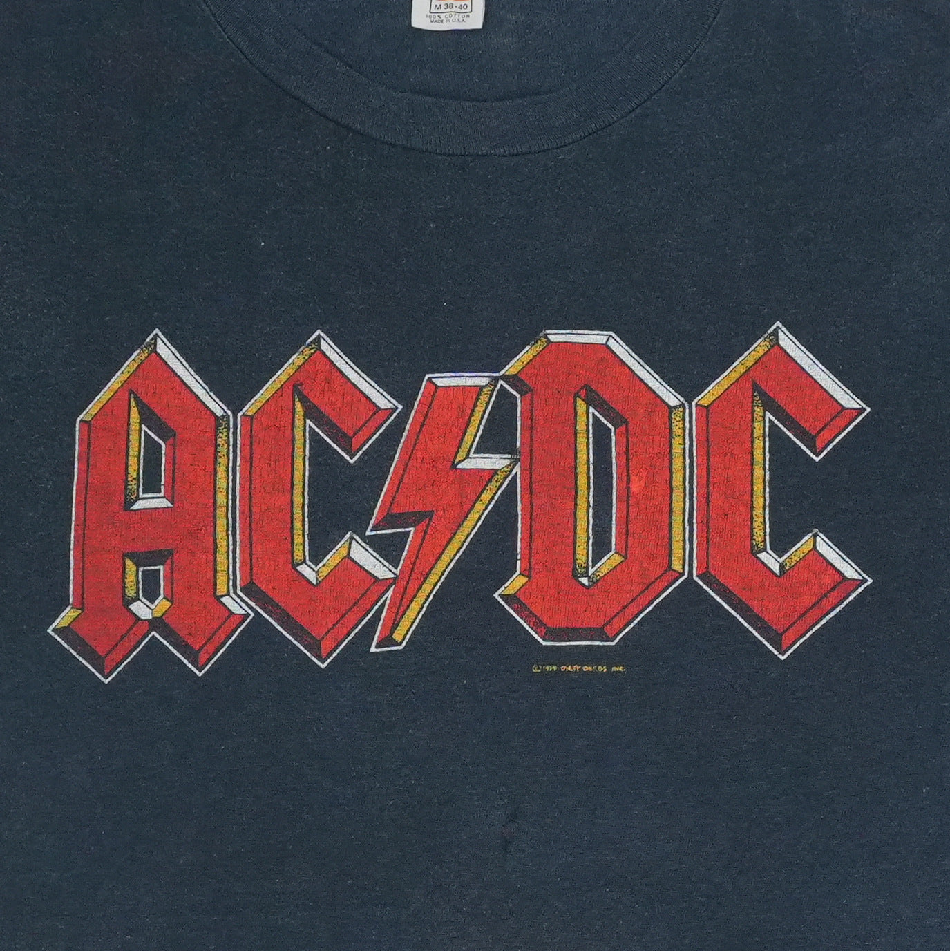 1980s ACDC Back In Black Tour Shirt Detail
