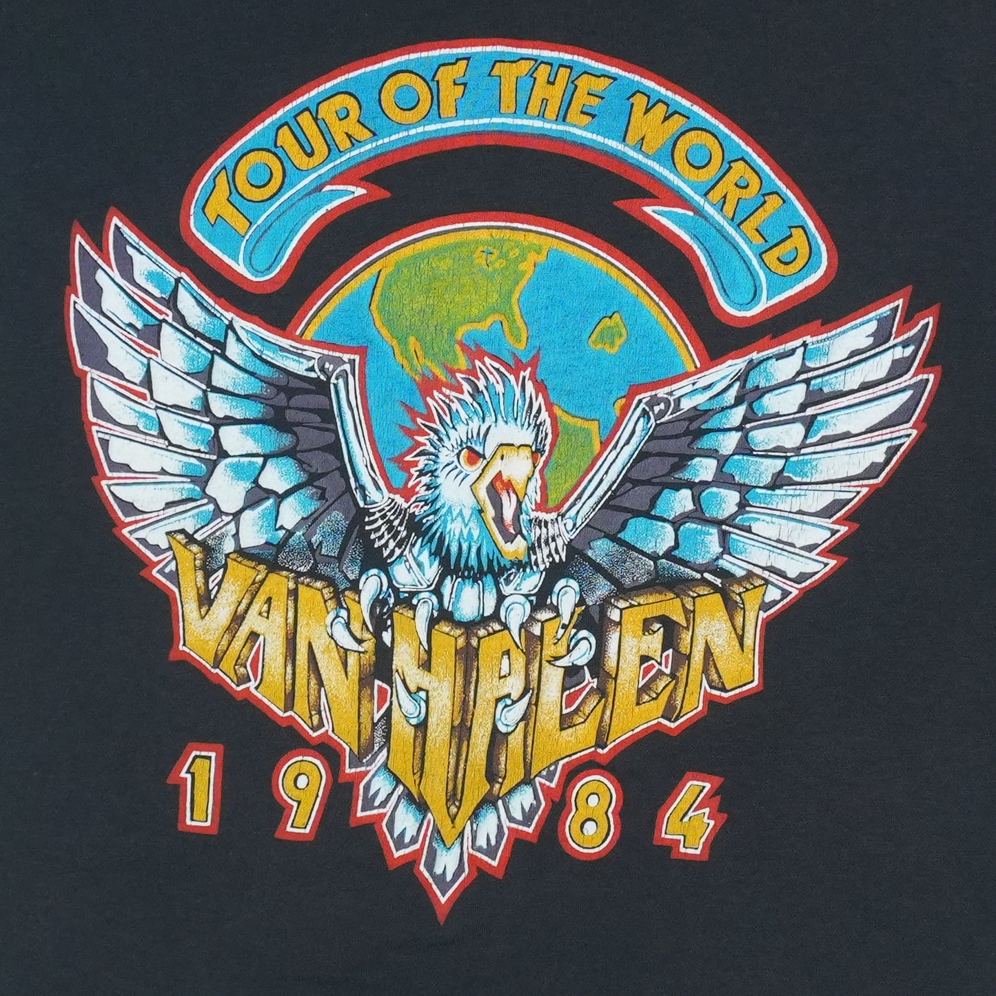 1984 Van Halen Tour Of The World Shirt Detail
