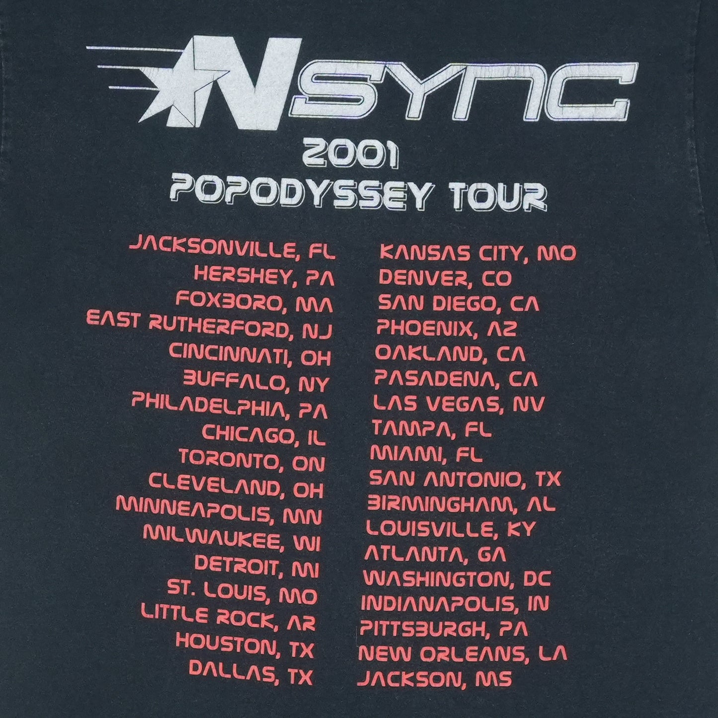 2001 Nsync Popodyssey Tour Shirt Detail
