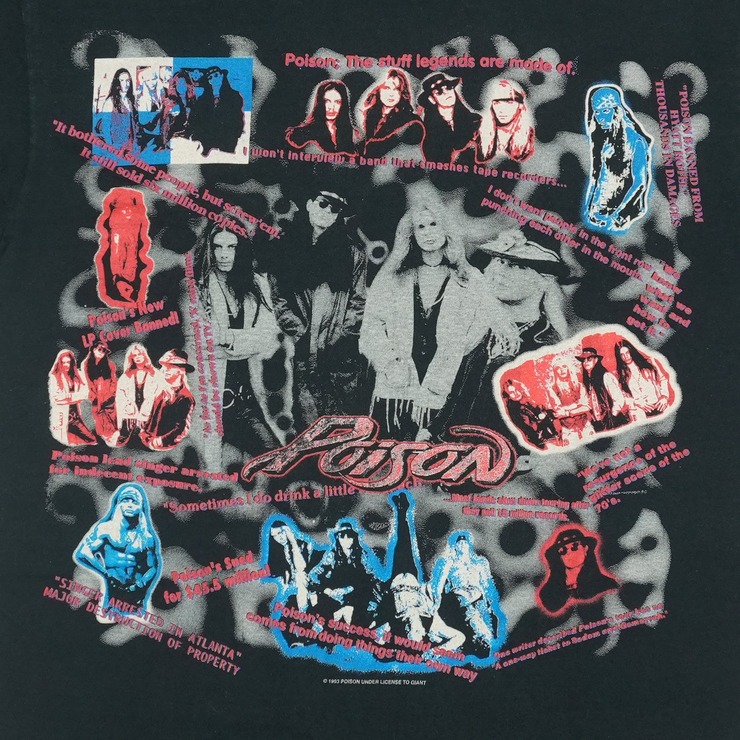 1993 Poison Native Tongue Tour Shirt Detail