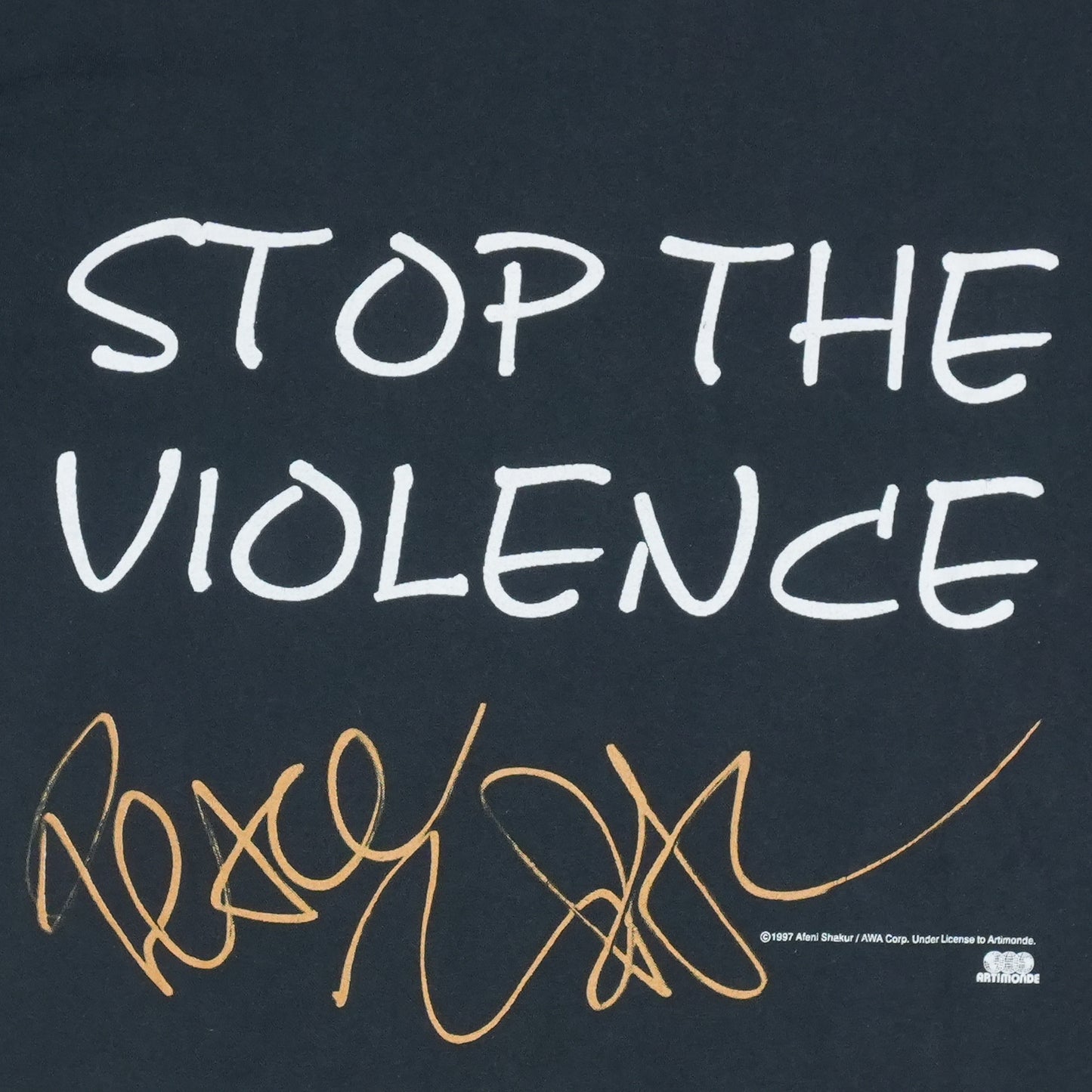 1997 Tupac Shakur Stop The Violence Shirt Detail