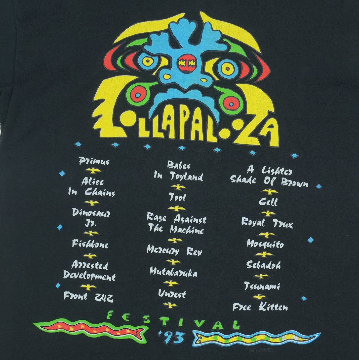 1993 Lollapalooza Music Festival Tour Shirt Detail