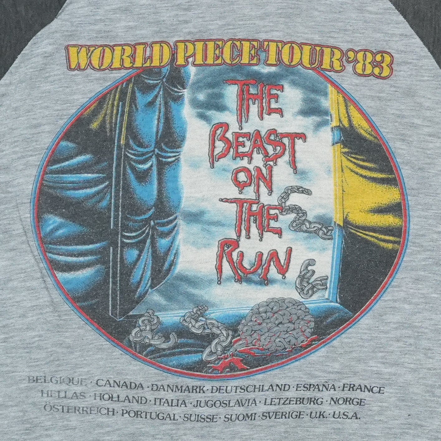 1983 Iron Maiden World Piece Tour Jersey Shirt Detail 3
