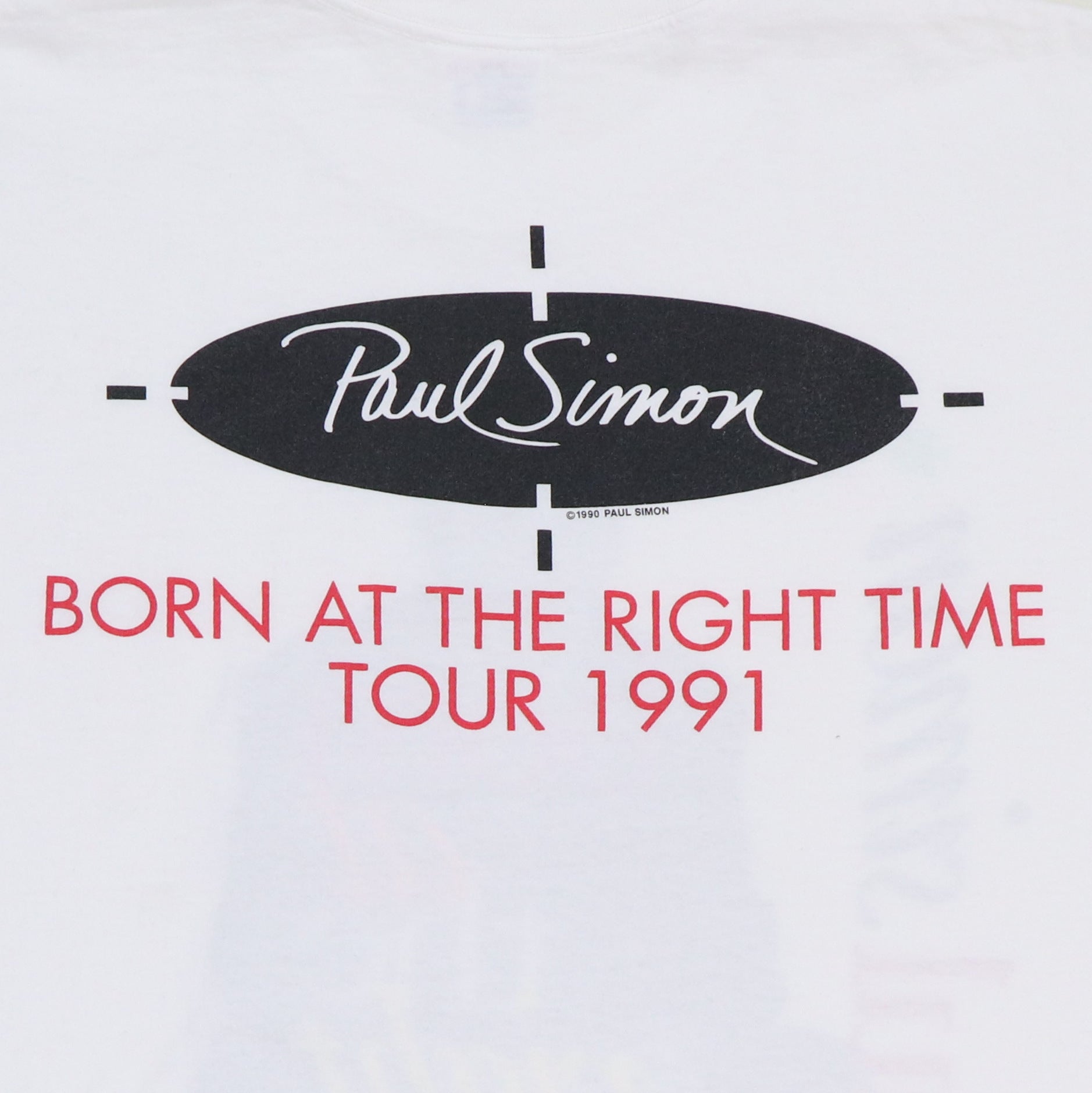 1991 Paul Simon Born At The Right Time Tour Shirt | Authentic