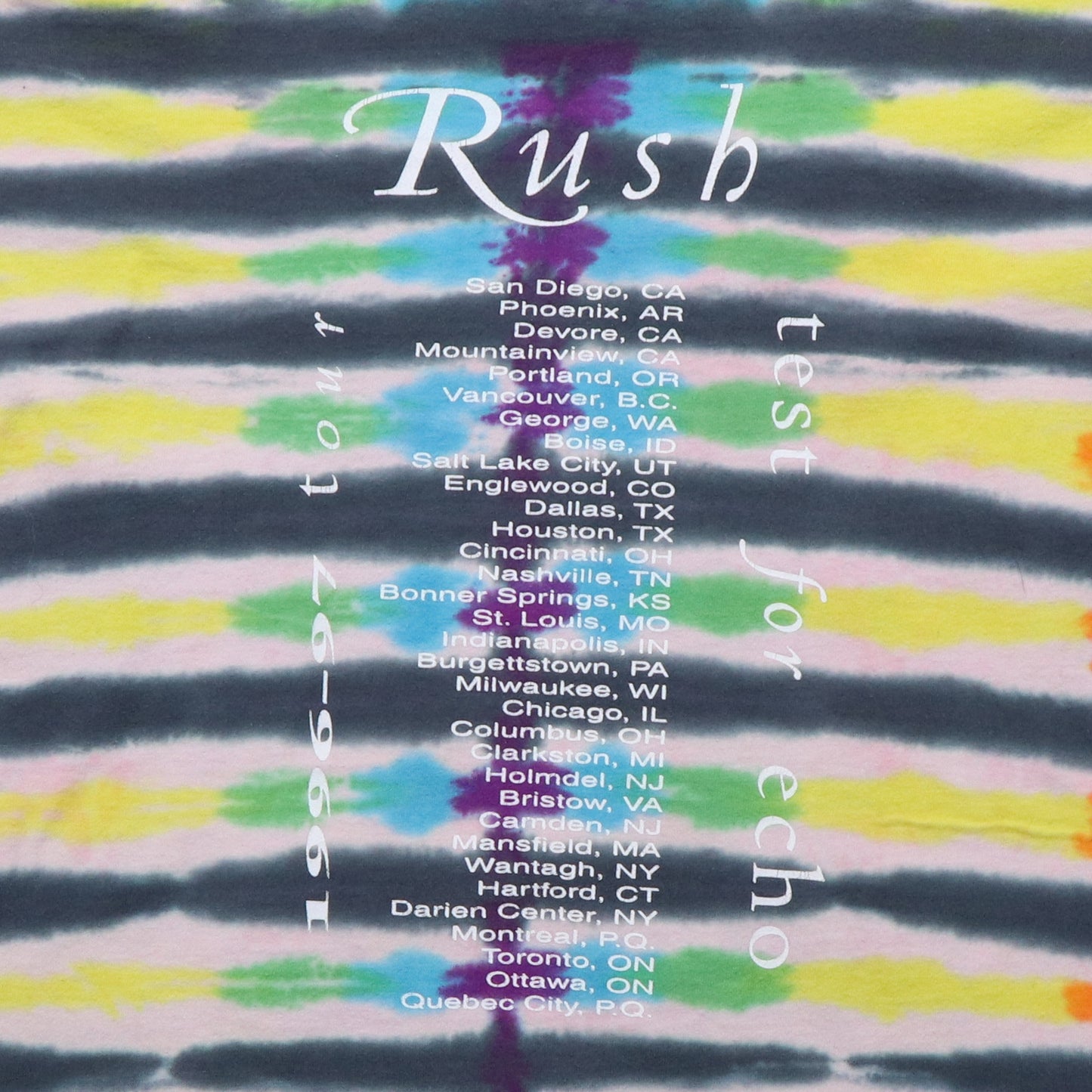 1996 Rush Test For Echo Tie Dye Tour Shirt