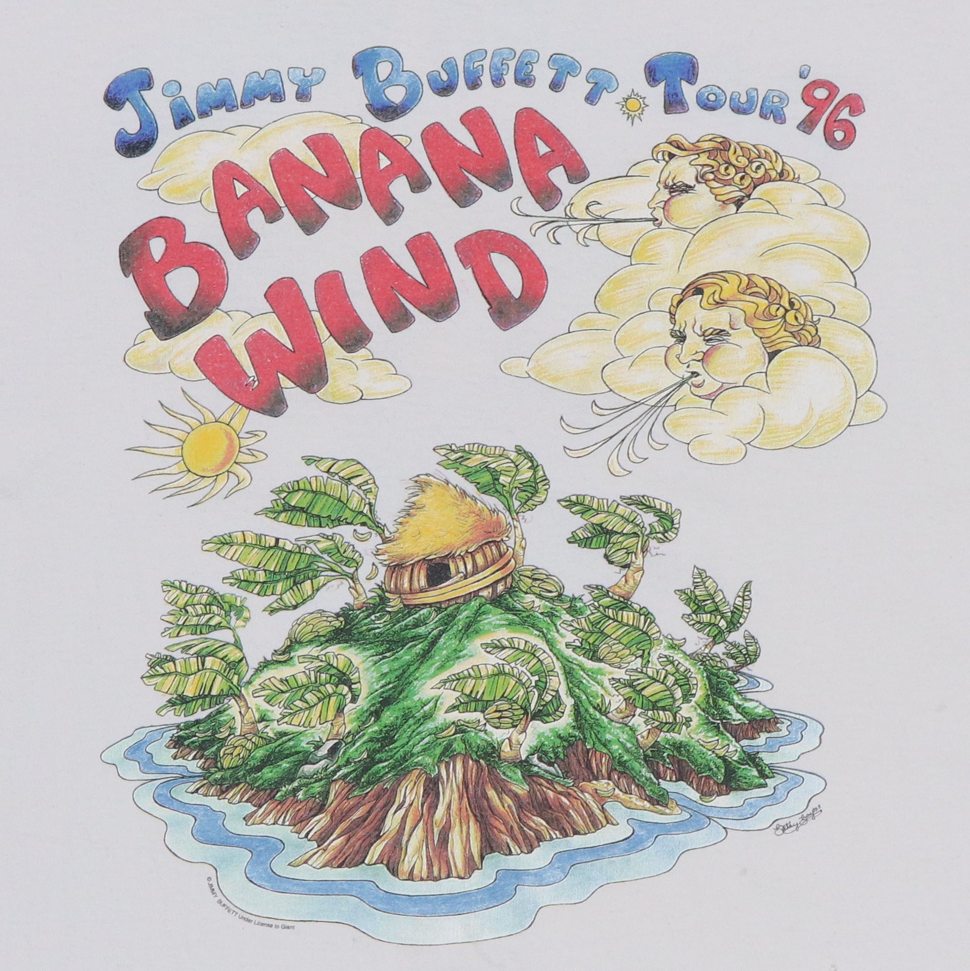 1996 Jimmy Buffett Banana Wind Tour Shirt | Authentic Vintage Tee