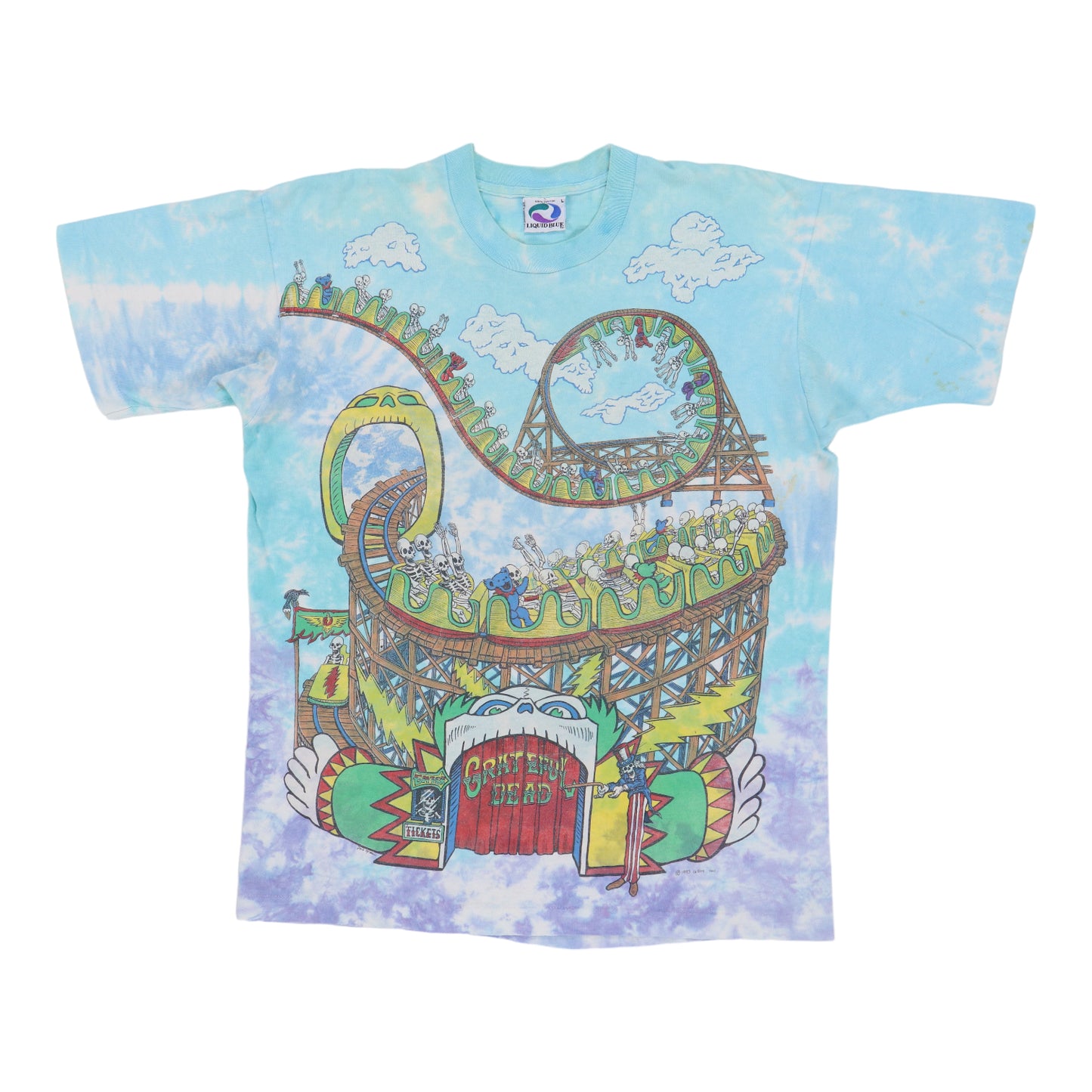 1993 Grateful Dead Amusement Park Liquid Blue Tie Dye Shirt