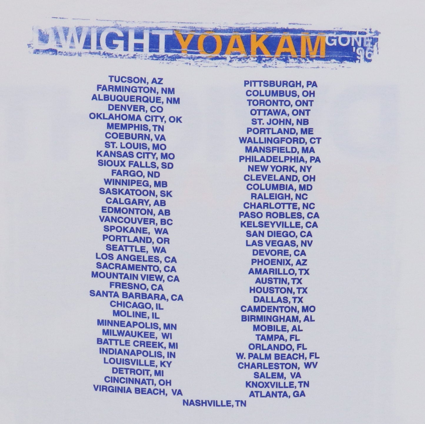 1996 Dwight Yoakum Gone Tour Shirt