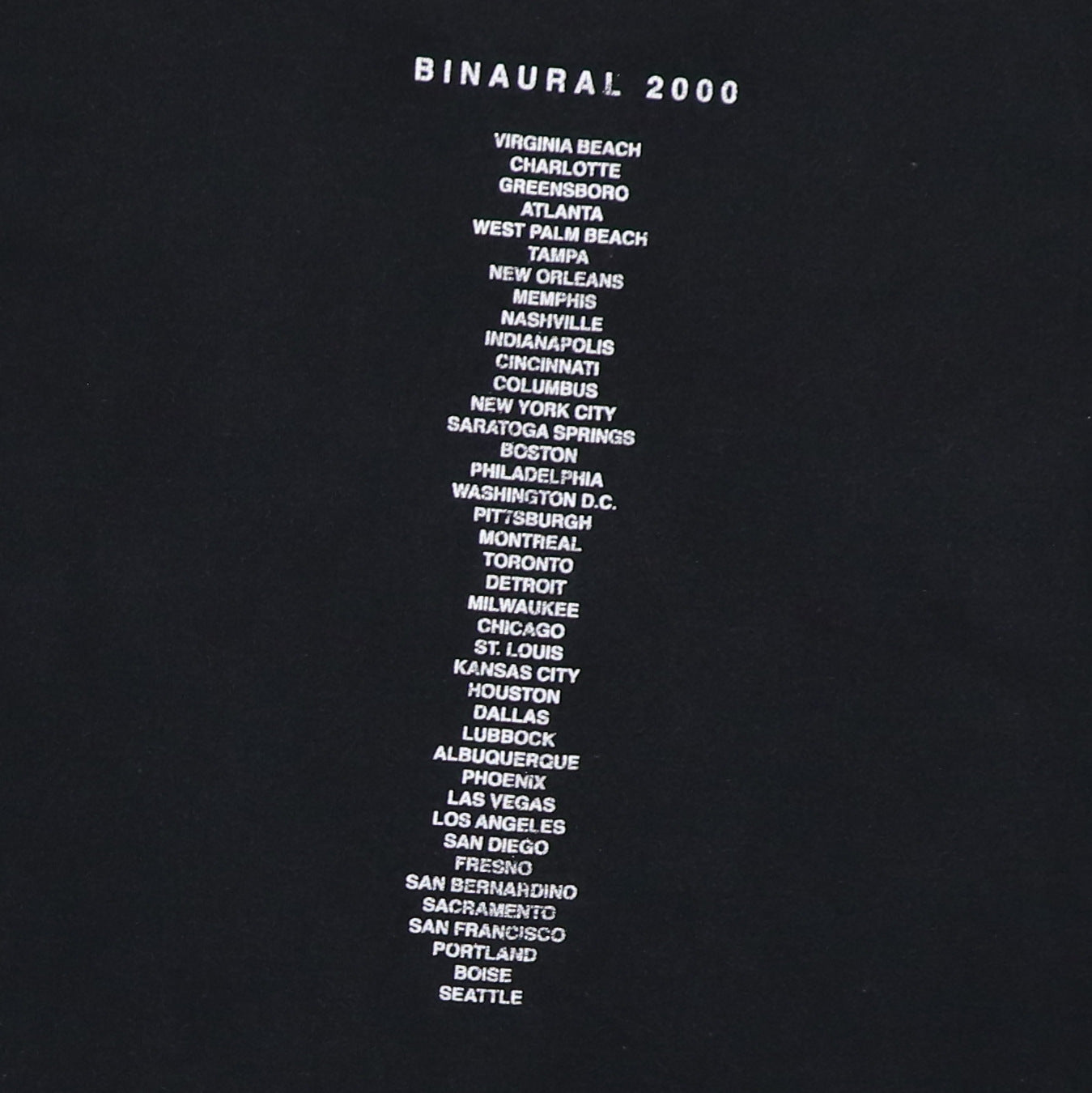 2000 Pearl Jam Binaural Tour Shirt