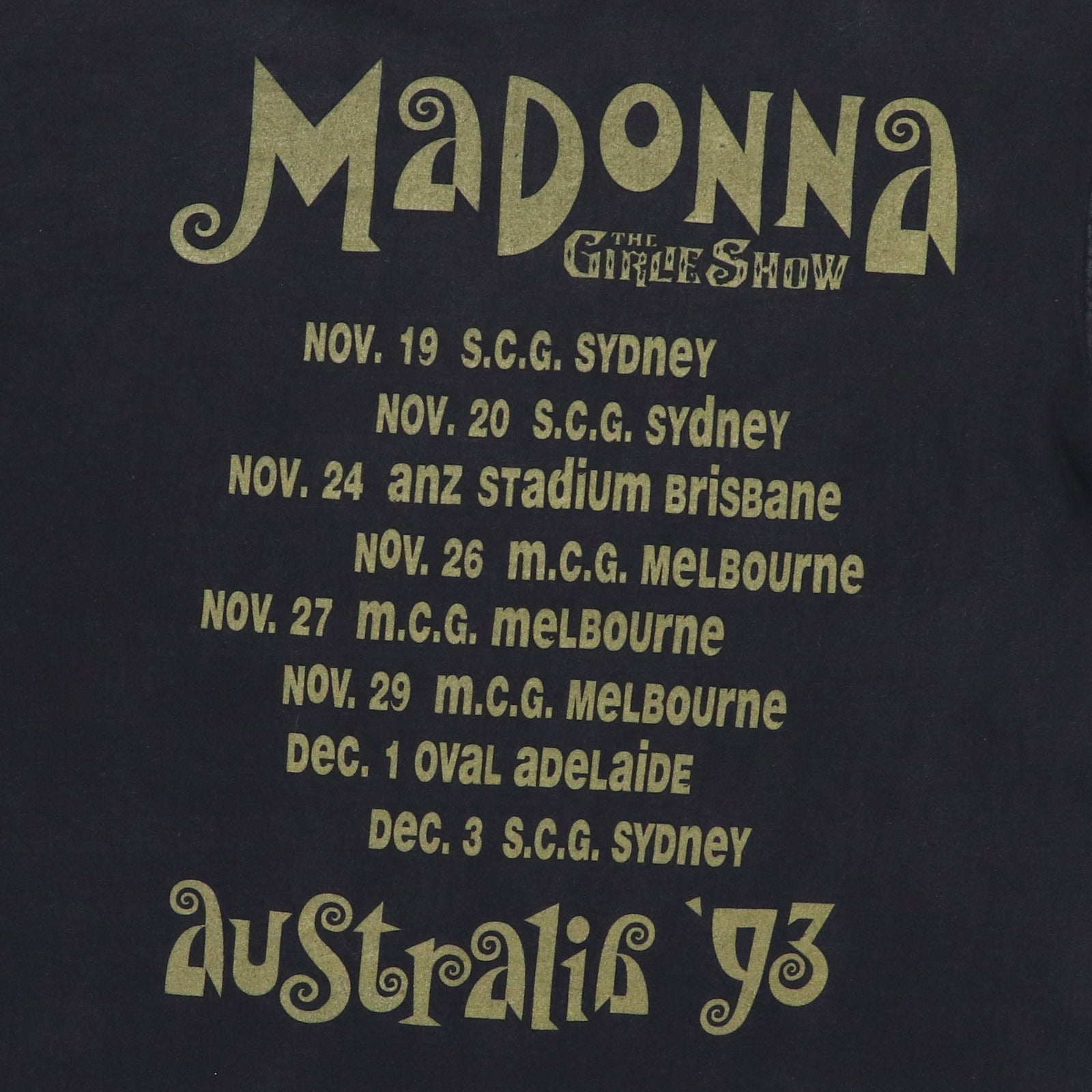 1993 Madonna Girlie Show Australia Tour Shirt | Authentic Vintage