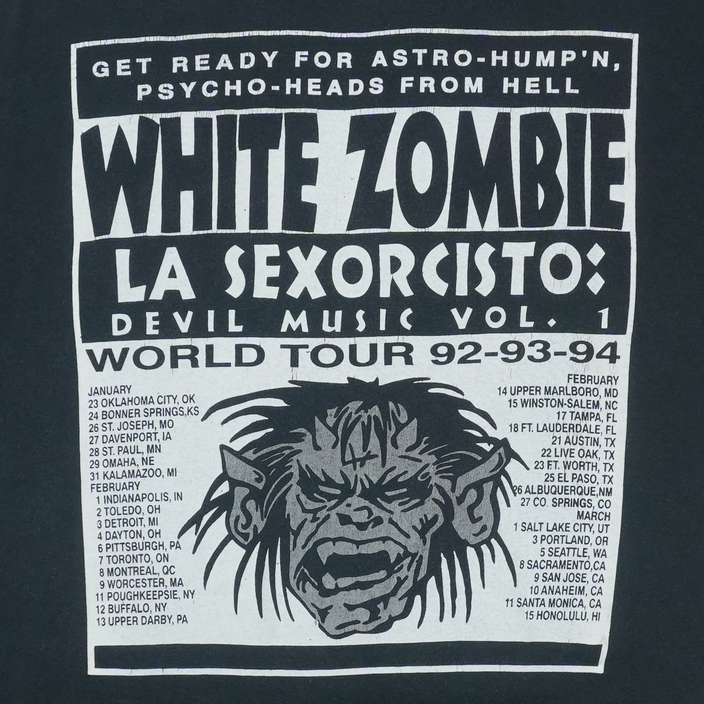 1994 White Zombie La Sexorcisto World Tour Shirt Detail 5
