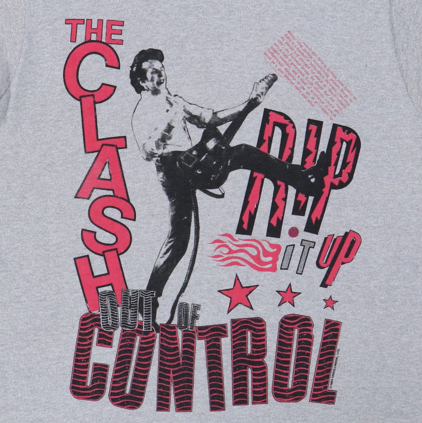 1984 The Clash Joe Strummer Out Of Control Tour Shirt