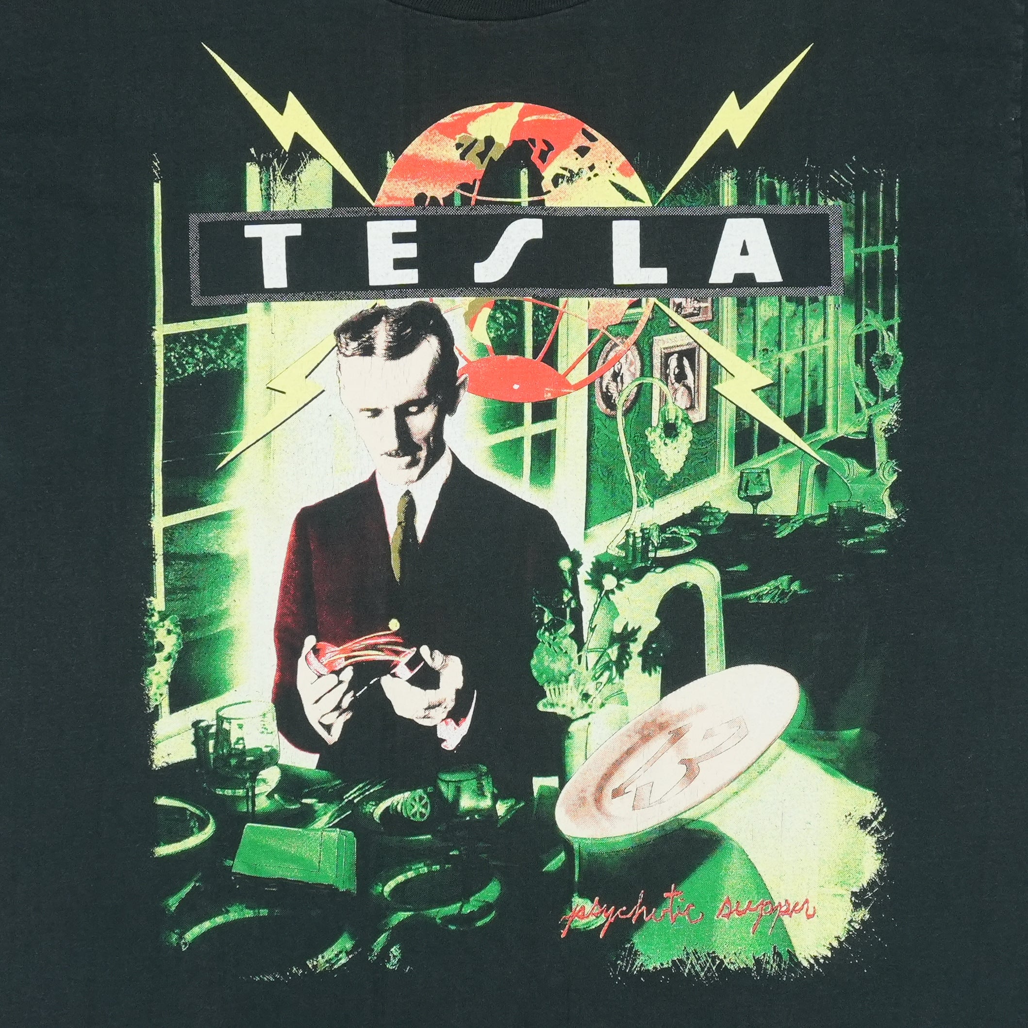 1992 Tesla Psychotic Supper Tour Shirt | Authentic Vintage Tee