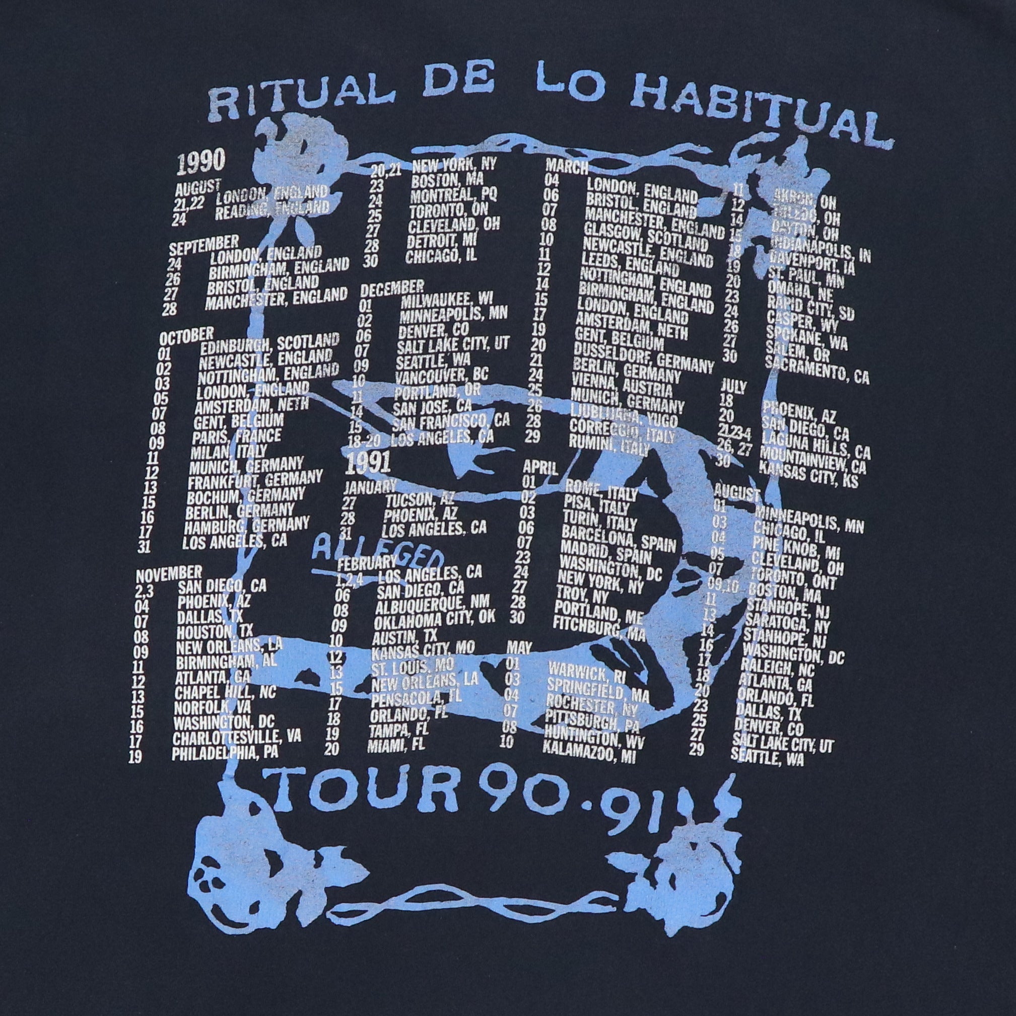 【未使用】Jane's addiction HABITUAL TOUR 1991 1991 Jane's Addiction Ritual De Lo Habitual Tour Shirt | Authentic