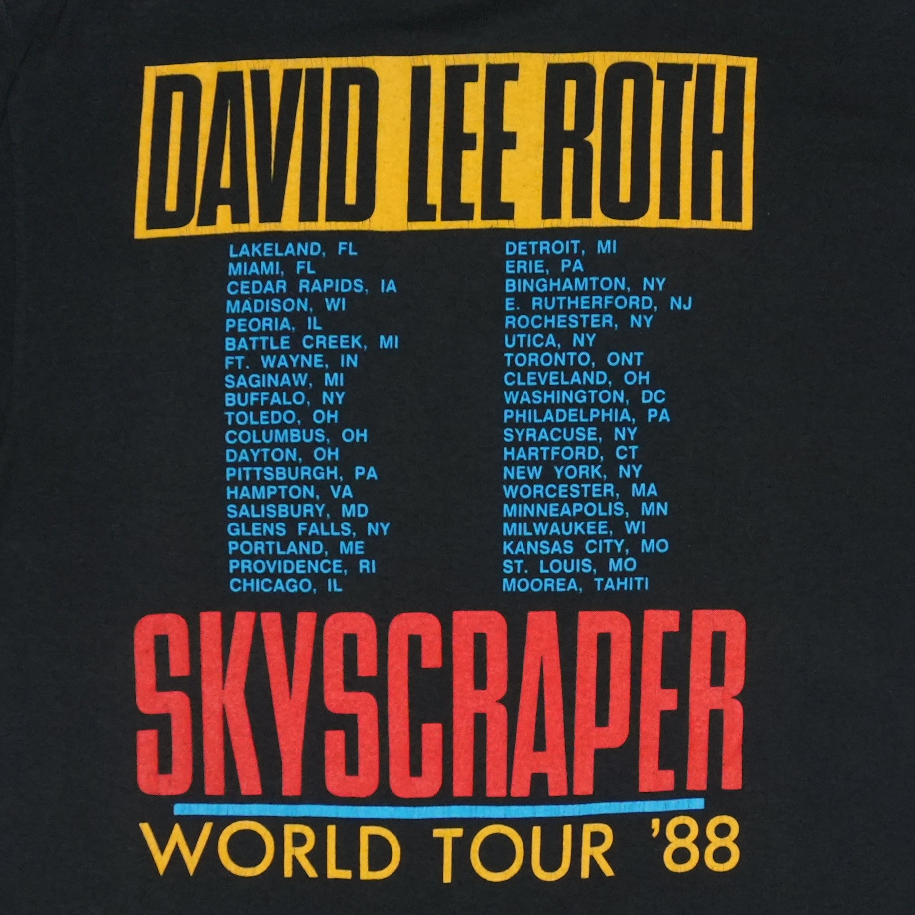 1988 David Lee Roth Skyscraper Tour Shirt | Authentic Vintage Tee