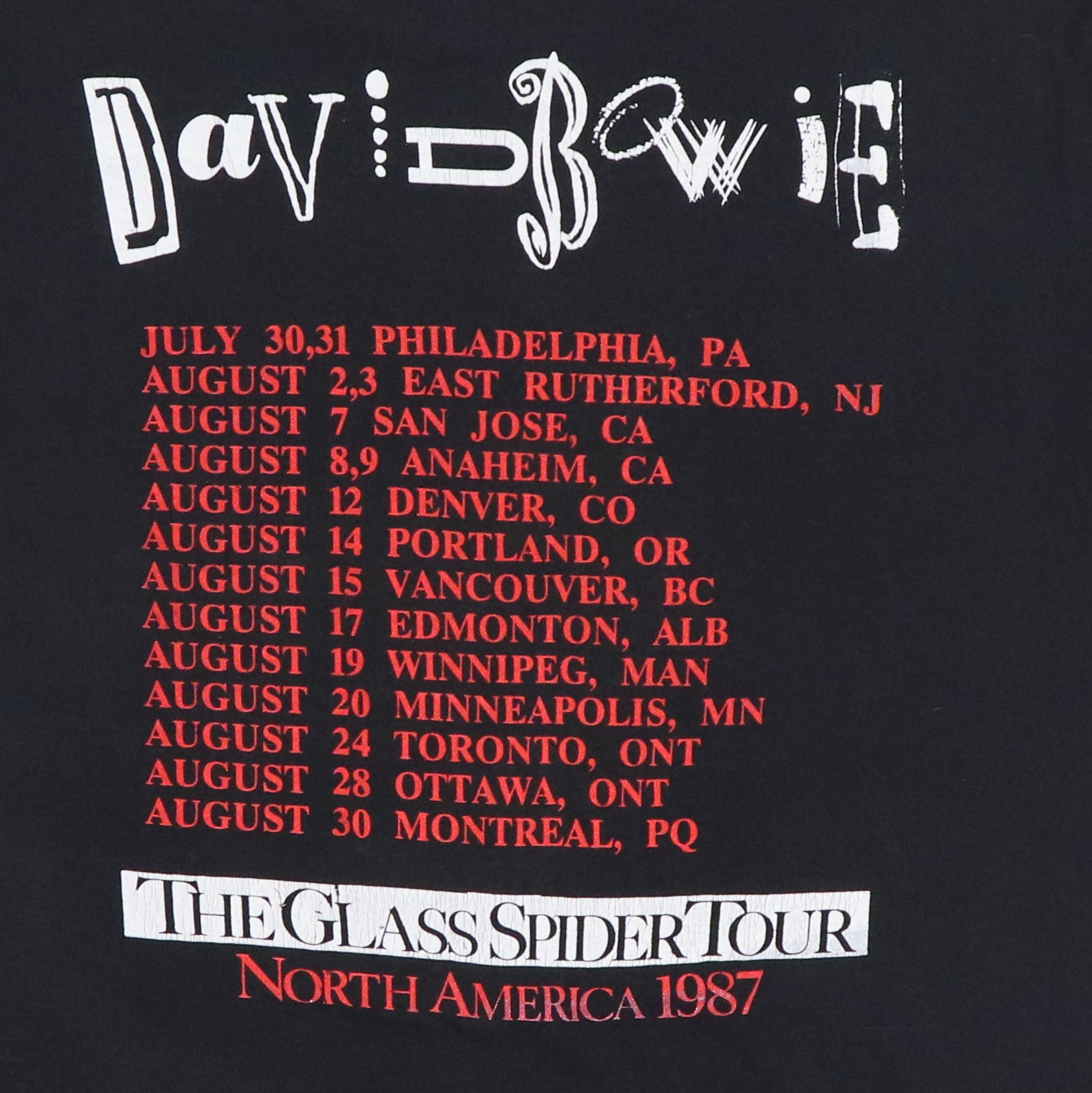 1987 David Bowie Glass Spider Tour Shirt | Authentic Vintage Tee