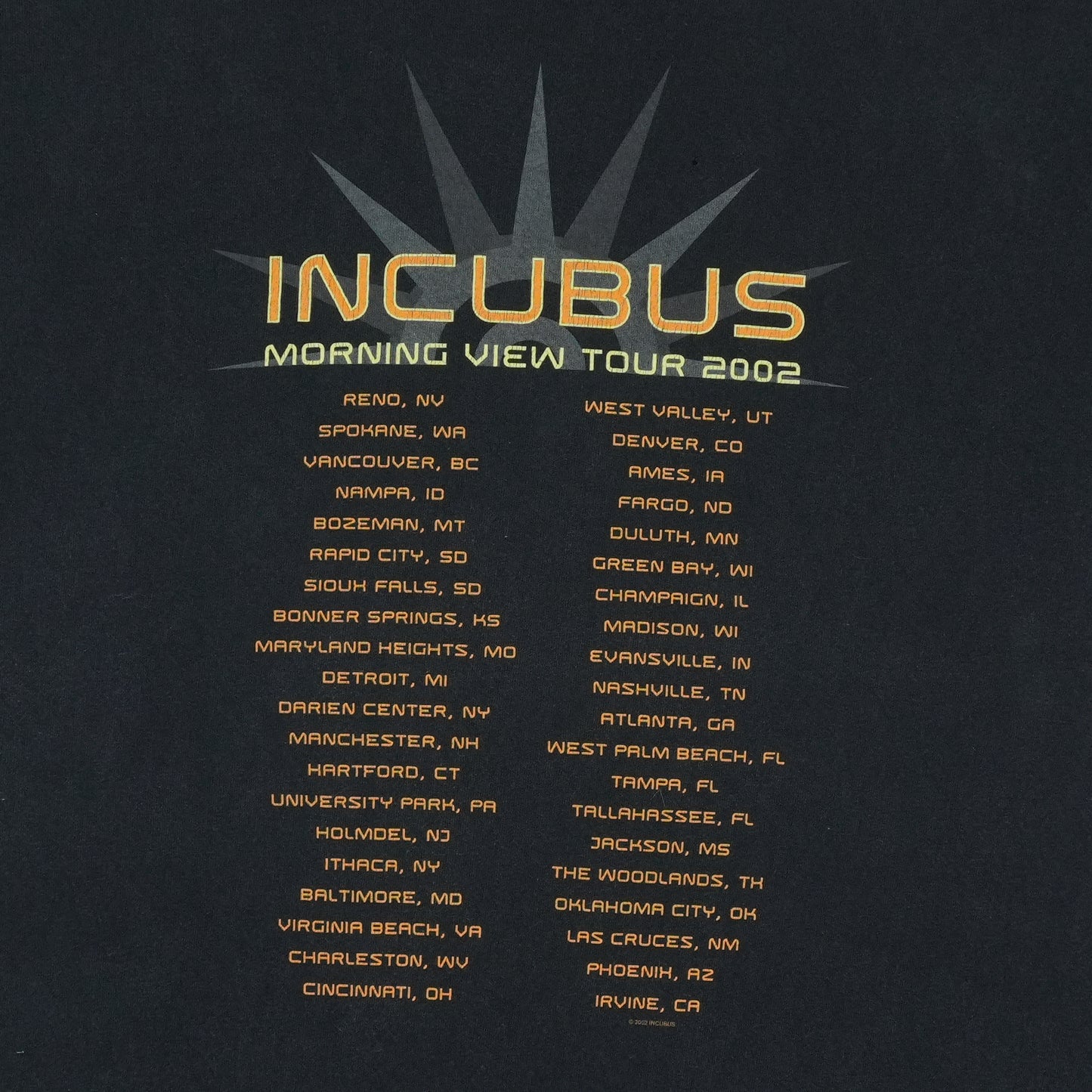 2002 Incubus Morning View Tour Shirt