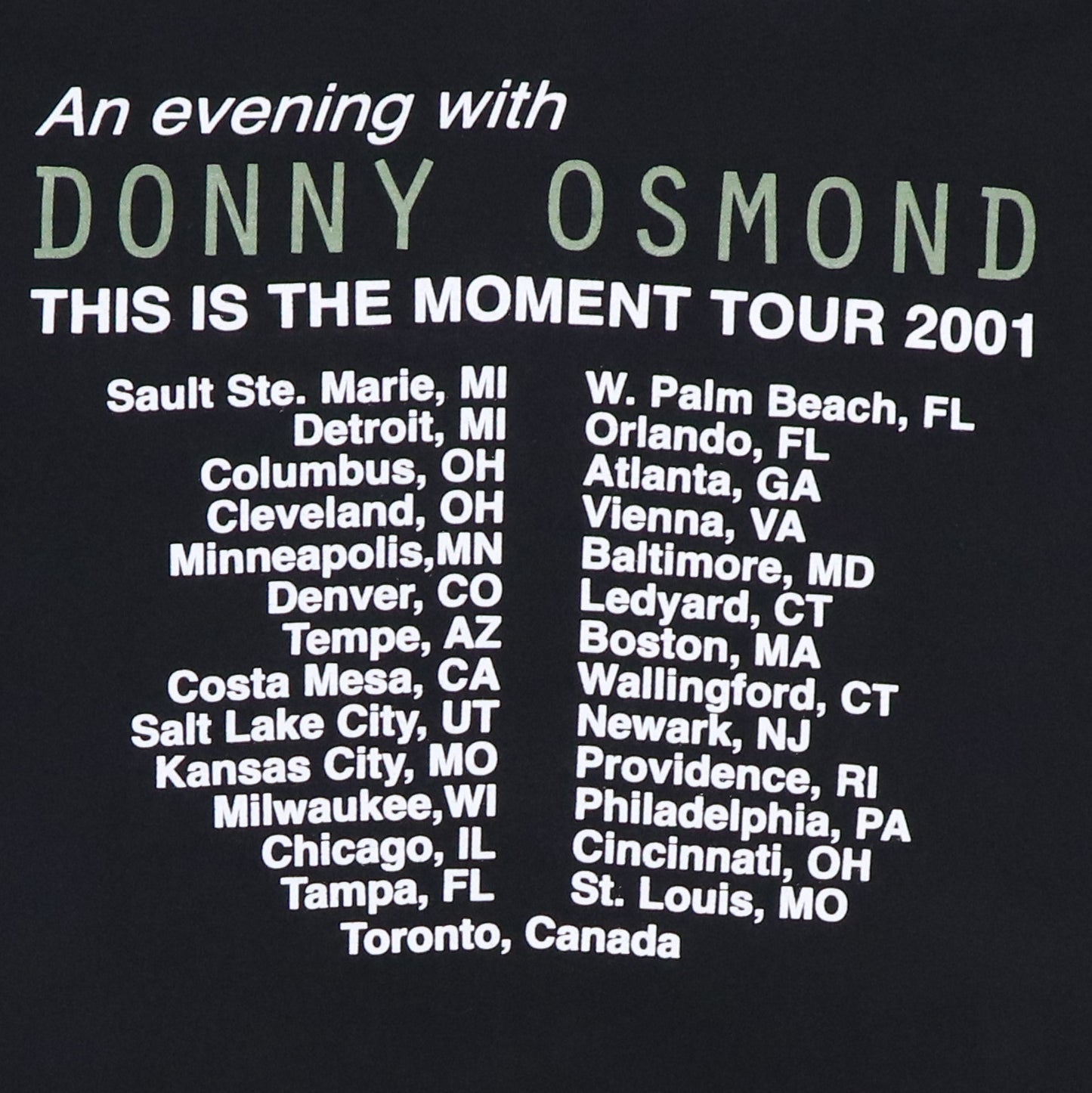 2001 Donny Osmond Tour Shirt