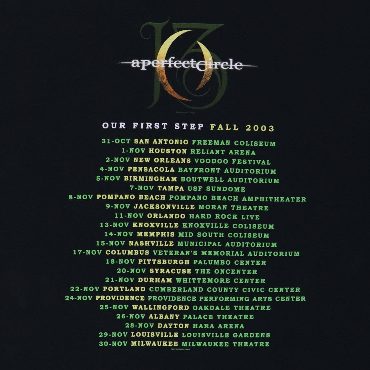 2003 A Perfect Circle Tour Shirt