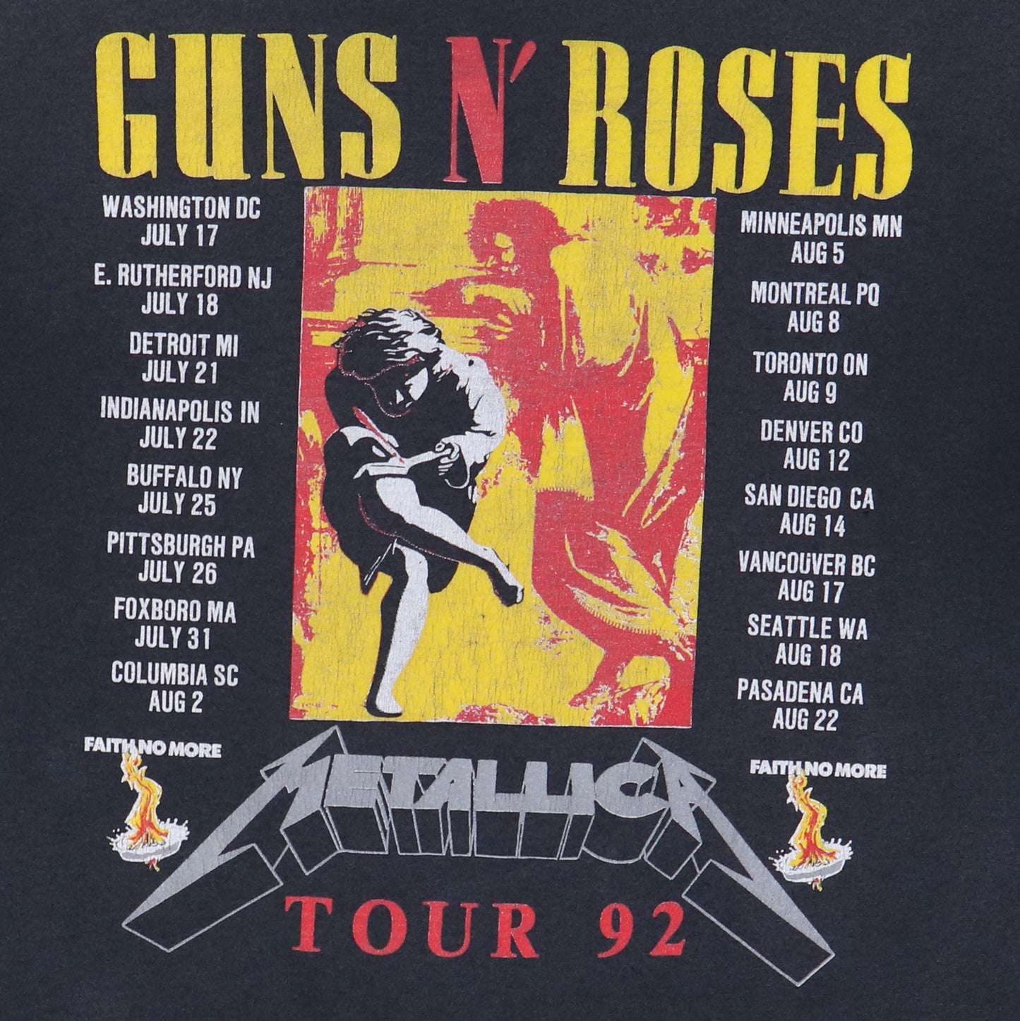 1992 Metallica Guns N Roses Tour Shirt