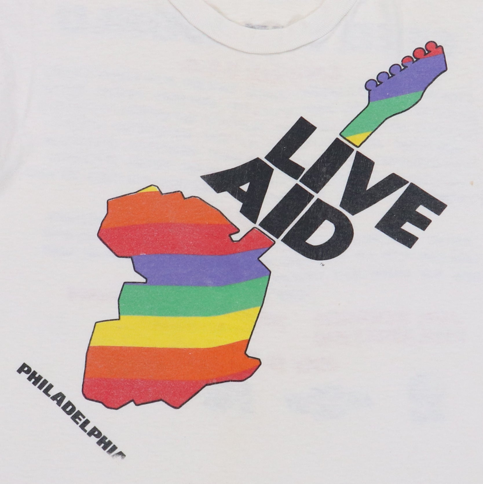 ミュージシャン 1985's LIVE AID T-SHIRT Original Authentic Live Aid Concert T-Shirt Philadelphia JFK
