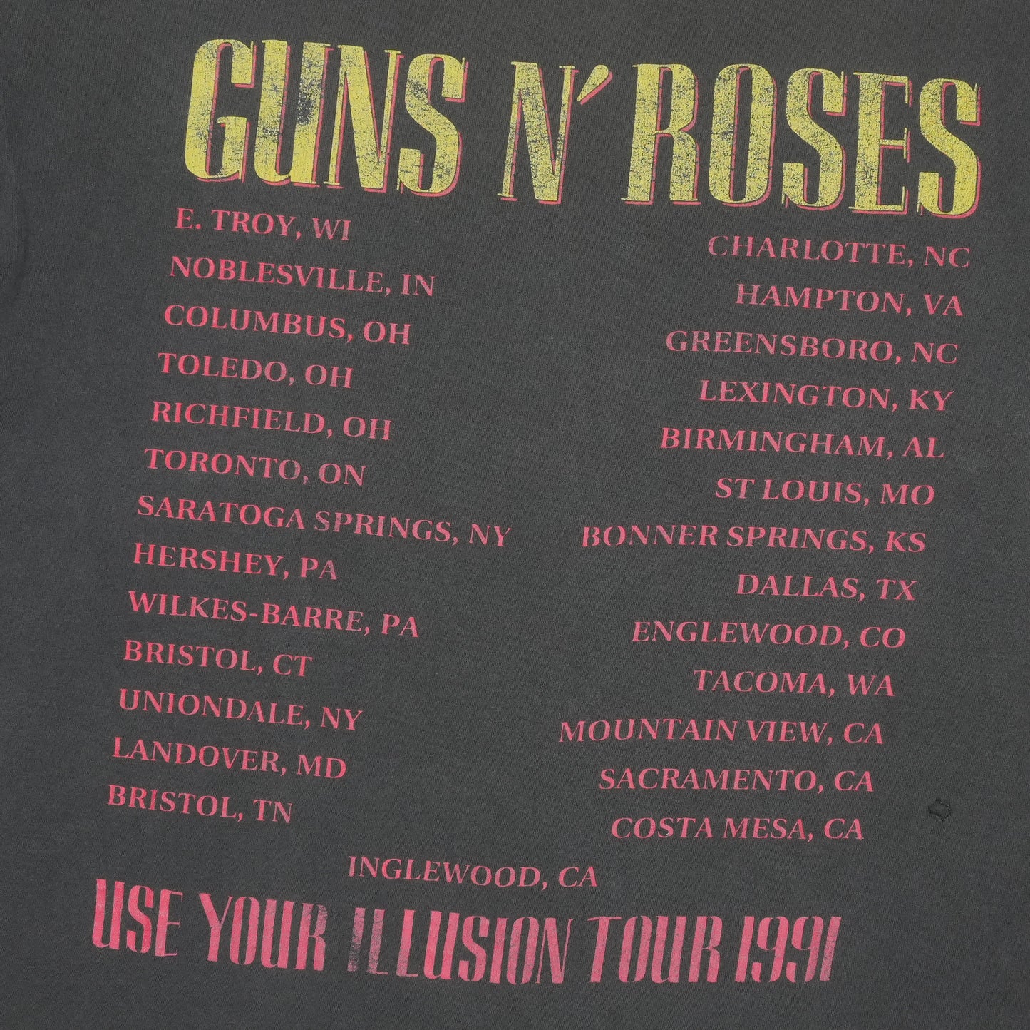 1991 Guns N Roses Use Your Illusion Tour Shirt