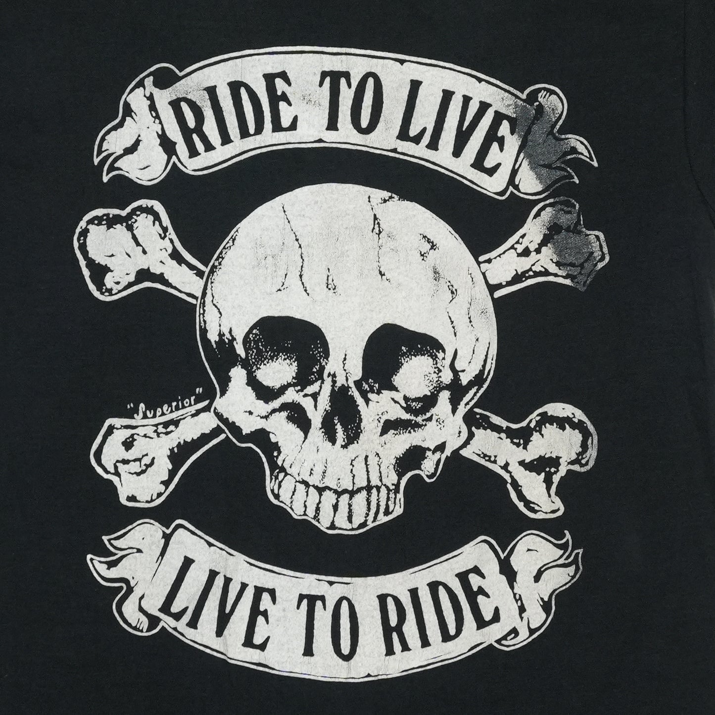 1980s Live To Ride Skull Motorcycle Shirt