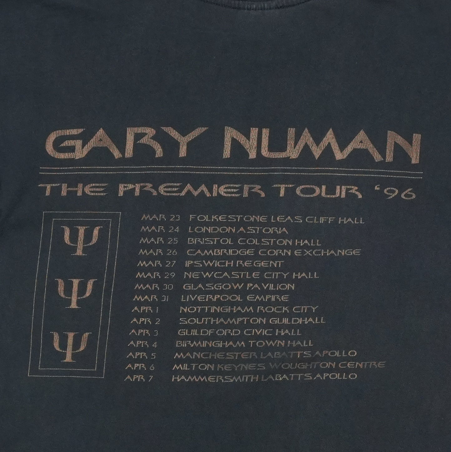 1996 Gary Numan Premier Tour Shirt Back Graphic