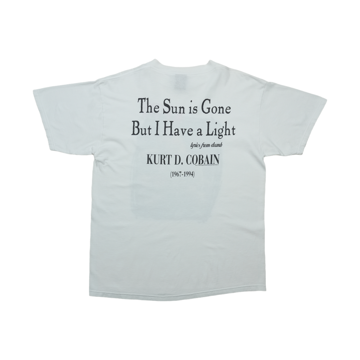 1995 Kurt Cobain Memorial The Sun is Gone Nirvana Shirt Back