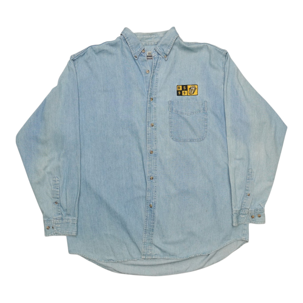 1990s Rolling Stones Denim Button-Up Shirt Front