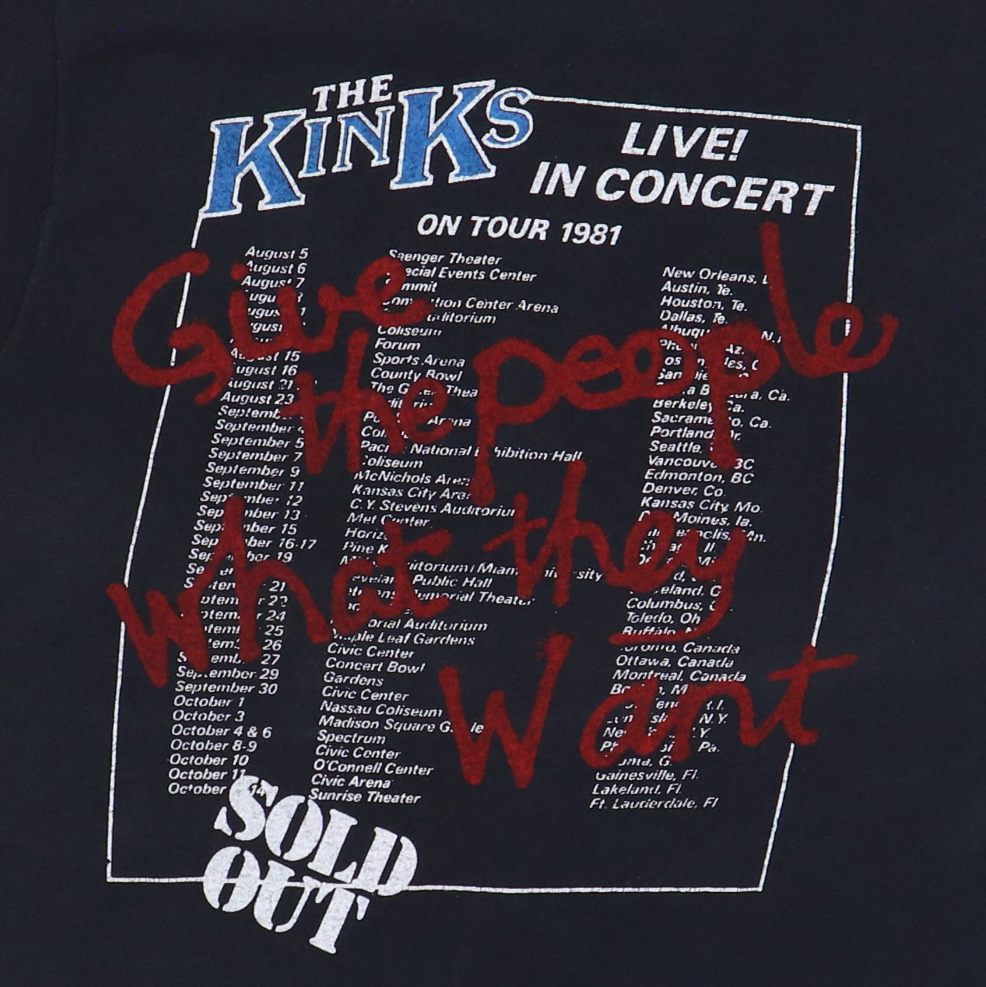 1981 The Kinks USA Tour Shirt