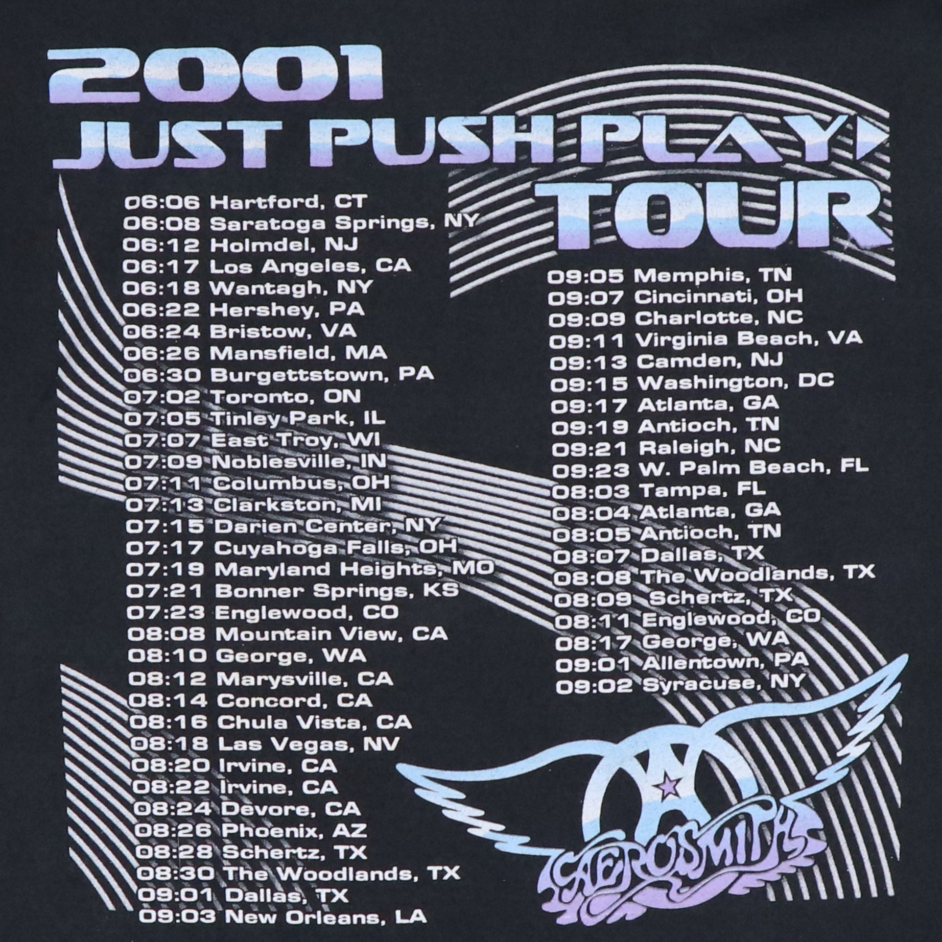 Original vintage 2001 Aerosmith Just Push Play Tour Shirt