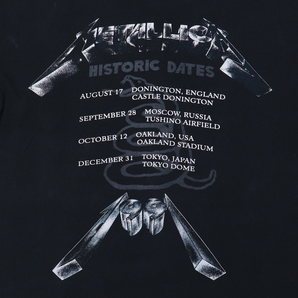 1991 Metallica Historic Dates Tour Shirt | Authentic Vintage Tee 