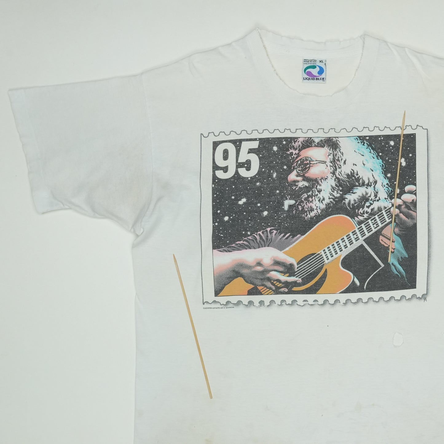 1995 Jerry Garcia Liquid Blue Stamp Shirt
