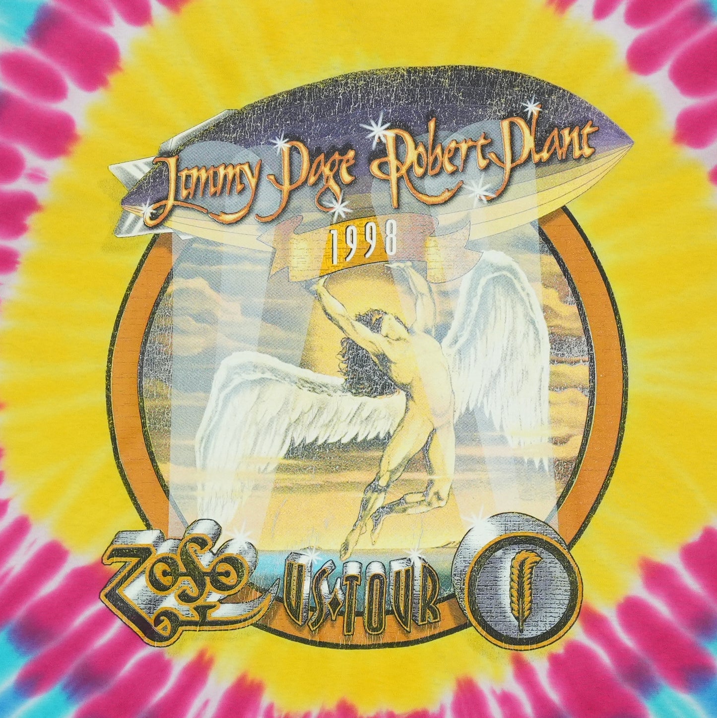 1998 Jimmy Page Robert Plant Tie Dye Tour Shirt